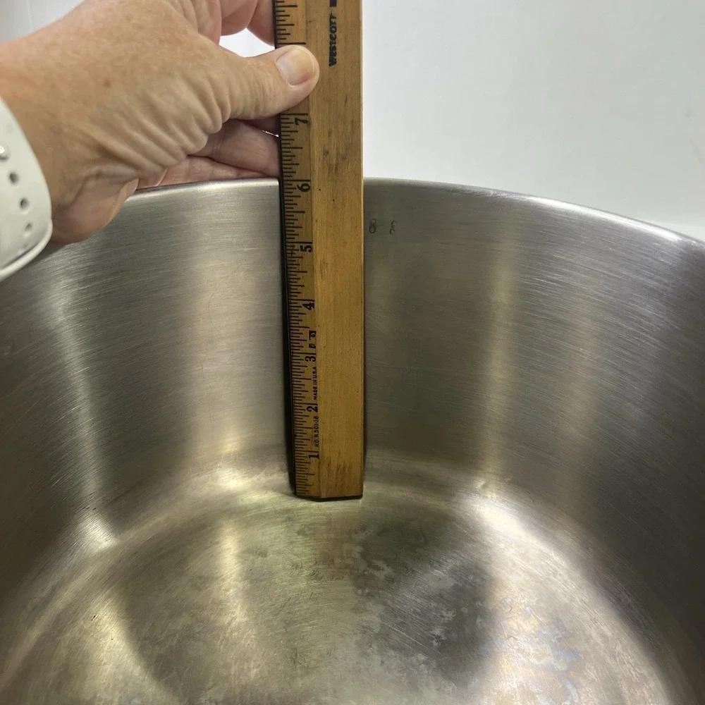 Vtg Farberware 8 Qt Stock Pot w Lid Aluminum Clad Stainless Steel USA Sits Flat